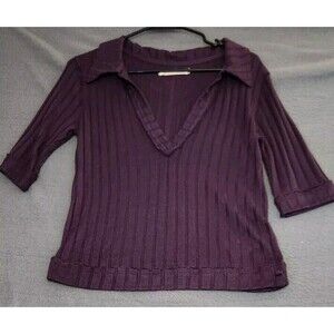 We the Free, Free People Krystal Polo Top in Moonscape Purple Sz‎ Small Stretch